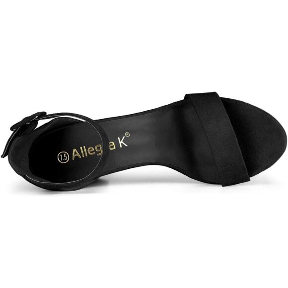 Allegra K Woman's Open Toe Chunky High Heel Ankle Strap Sandals Black 10 - Picture 9 of 11